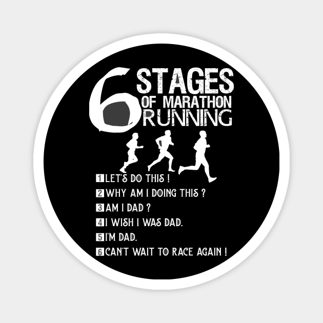 6 Stages of Marathon Running Magnet by Fox Dexter